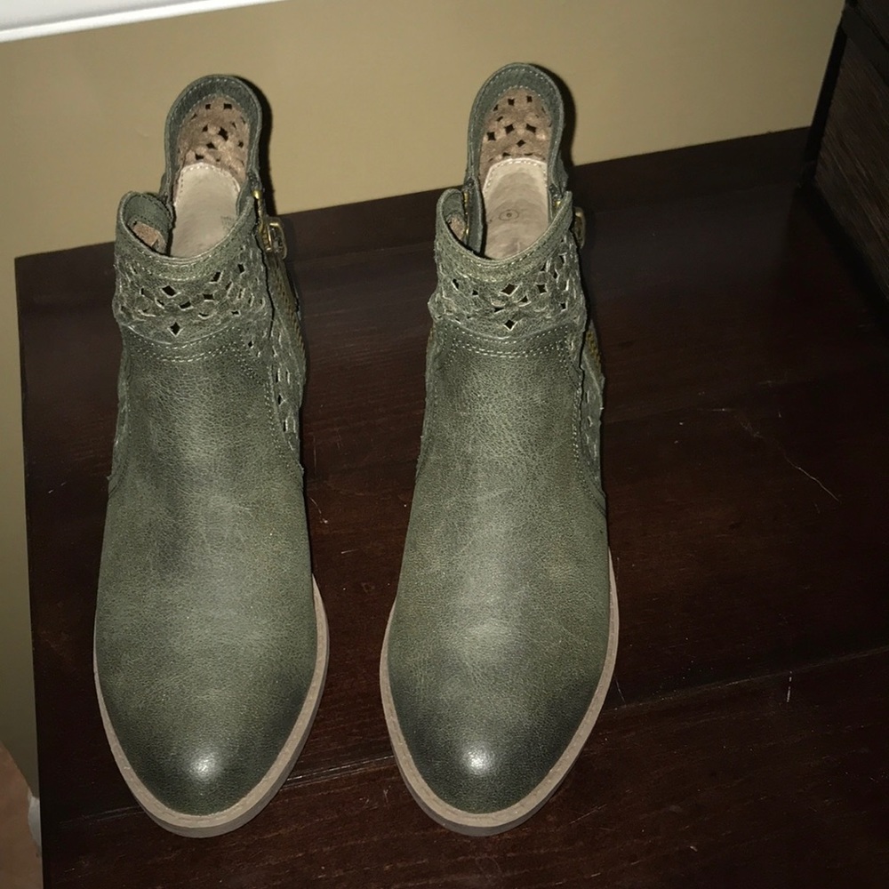 Olive Green Booties NWOT